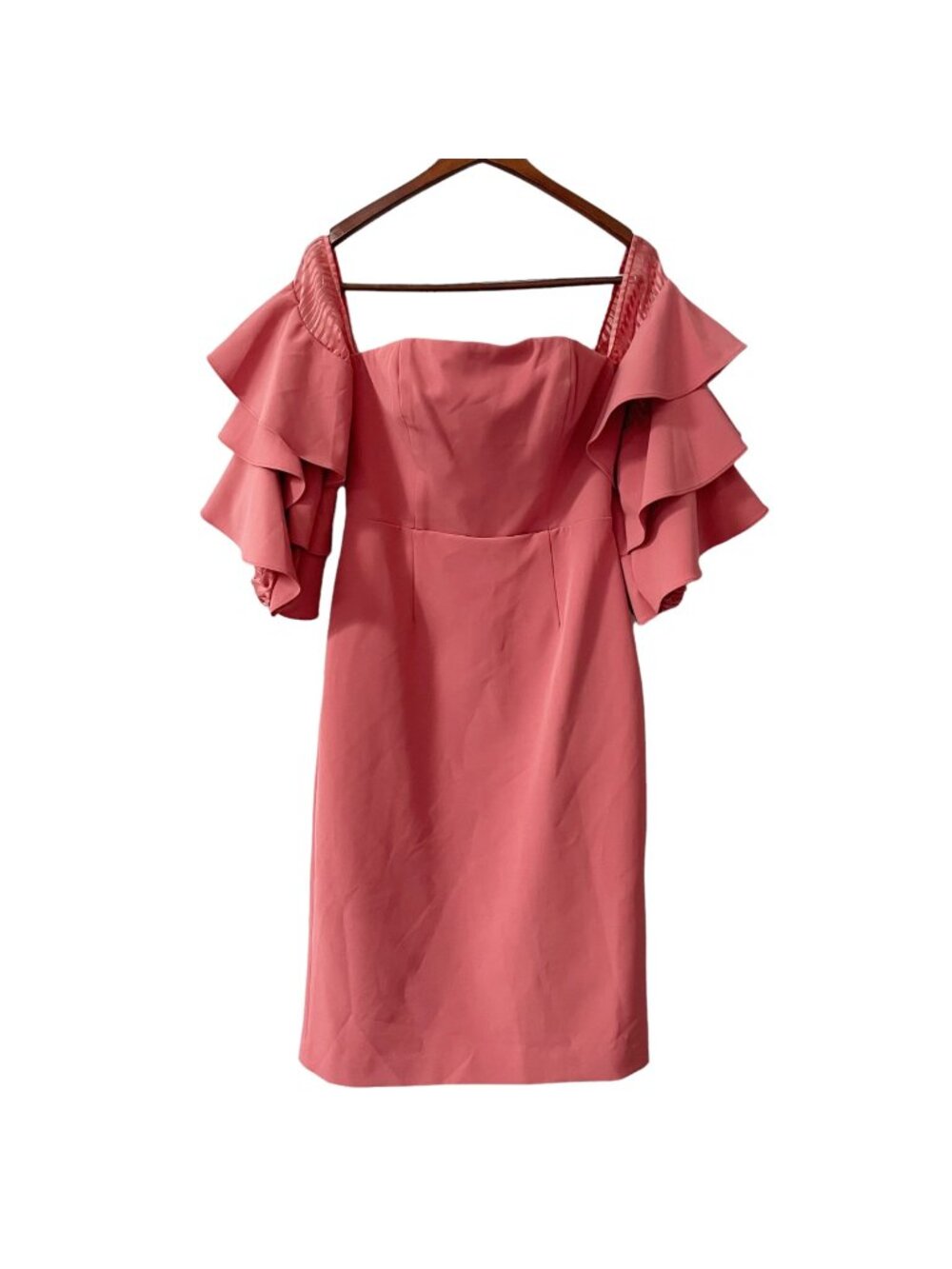 La Maison Talulah Pink Off the Shoulder Ruffle Sleeve Dress Womens Medium Glam